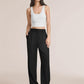 Pantalon taille haute à jambes larges et coupe ajustée
