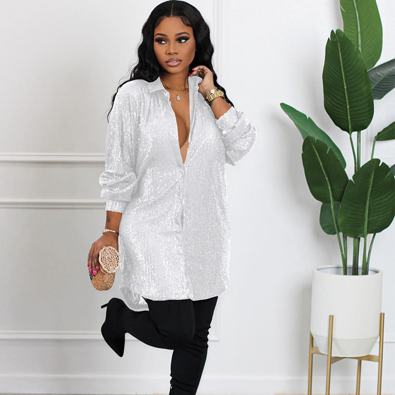 Robe midi scintillante à paillettes pour femme