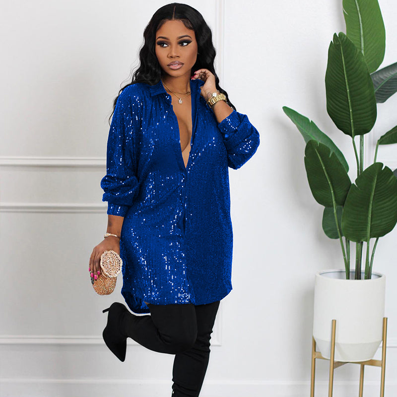 Robe midi scintillante à paillettes pour femme