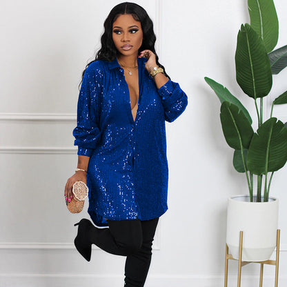 Robe midi scintillante à paillettes pour femme