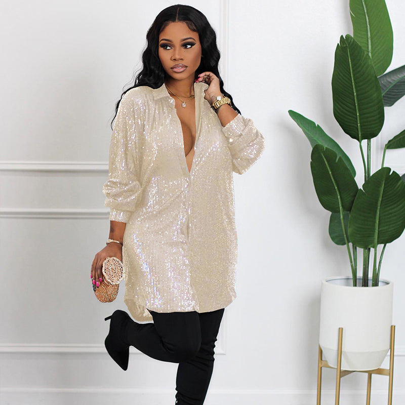 Robe midi scintillante à paillettes pour femme