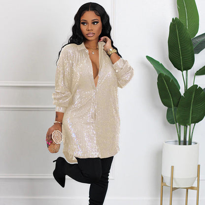 Robe midi scintillante à paillettes pour femme