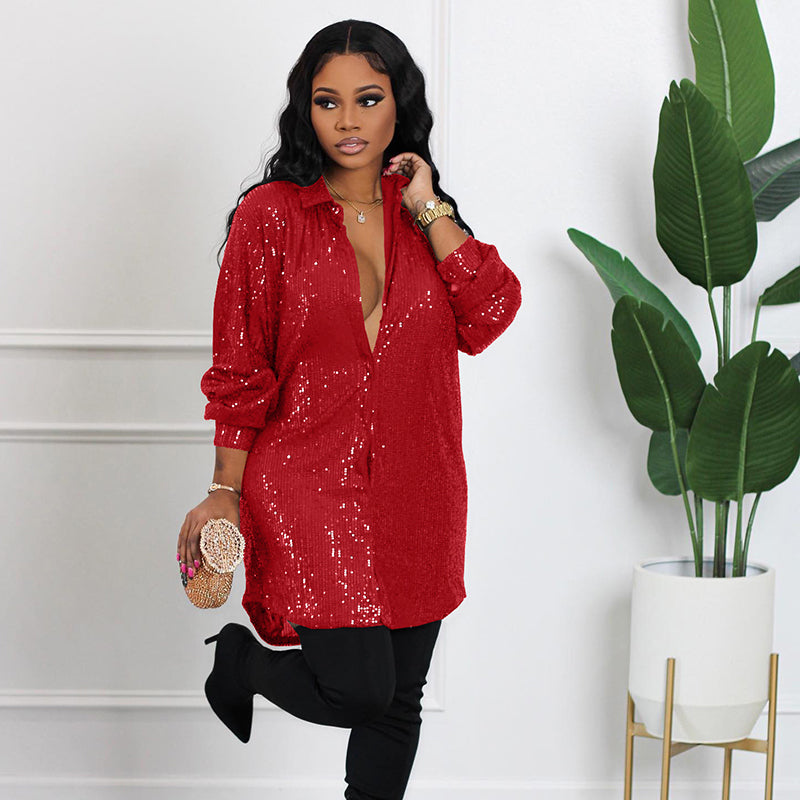 Robe midi scintillante à paillettes pour femme