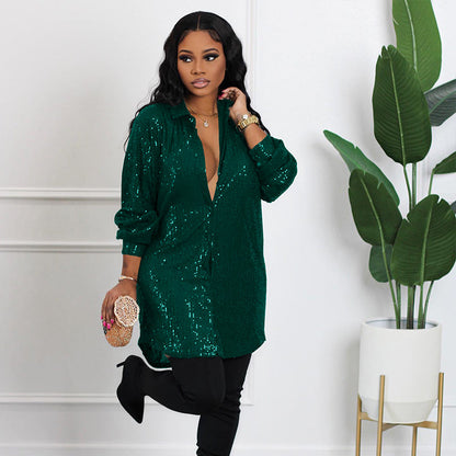 Robe midi scintillante à paillettes pour femme
