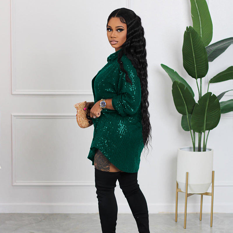 Robe midi scintillante à paillettes pour femme