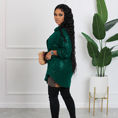 Robe midi scintillante à paillettes pour femme
