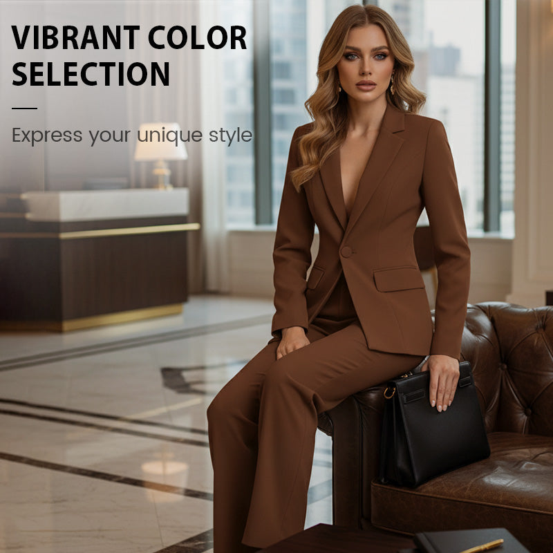 Ensemble élégant pour femme composé d'un blazer et d'un pantalon à jambes larges