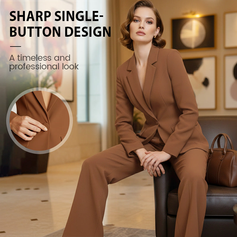 Ensemble élégant pour femme composé d'un blazer et d'un pantalon à jambes larges
