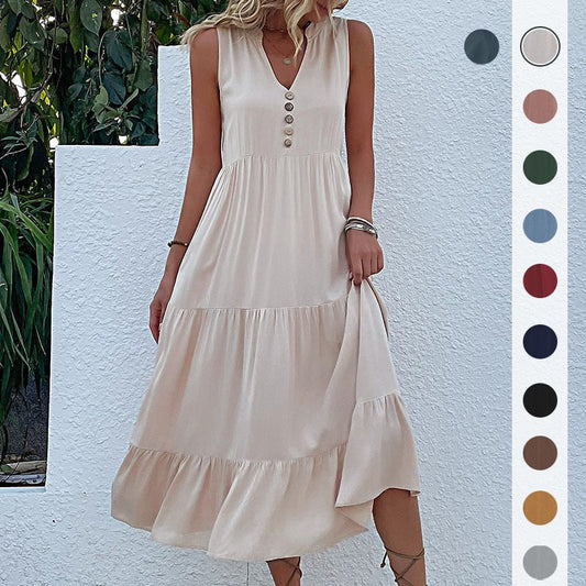 Soldes d'été - Robe à col en V confortable et respirante
