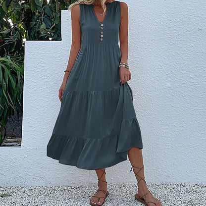 Soldes d'été - Robe à col en V confortable et respirante