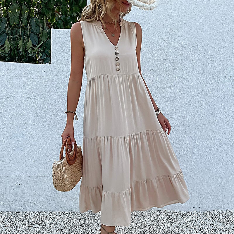 Soldes d'été - Robe à col en V confortable et respirante