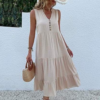 Soldes d'été - Robe à col en V confortable et respirante