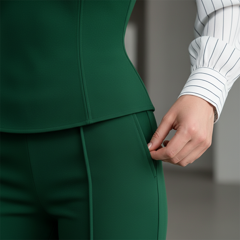 Ensemble femme élégant blouse rayée à col V et pantalon large