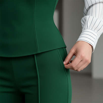Ensemble femme élégant blouse rayée à col V et pantalon large