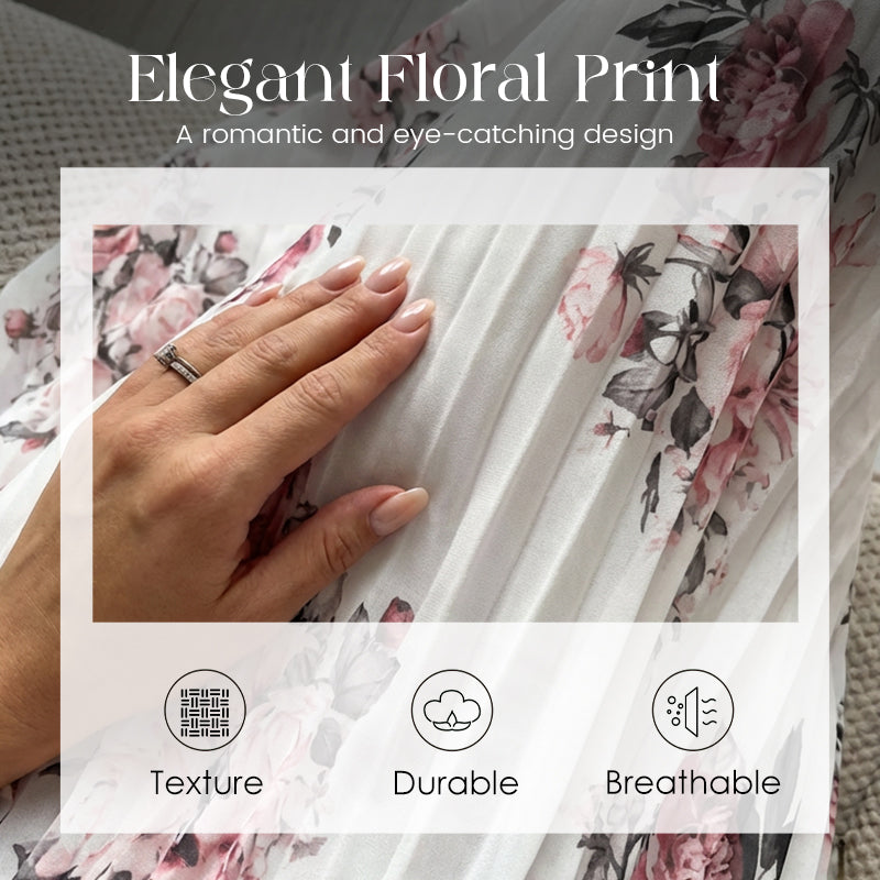 Robe femme à motif floral, encolure en V et plis