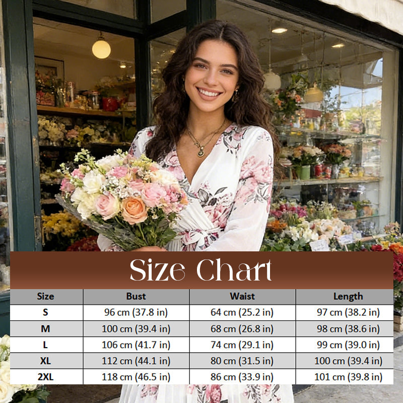 Robe femme à motif floral, encolure en V et plis