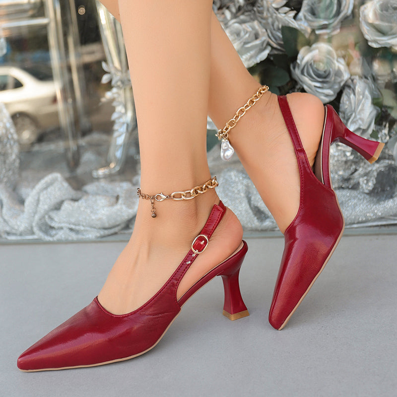 Élégantes chaussures à talons bobines et bout pointu