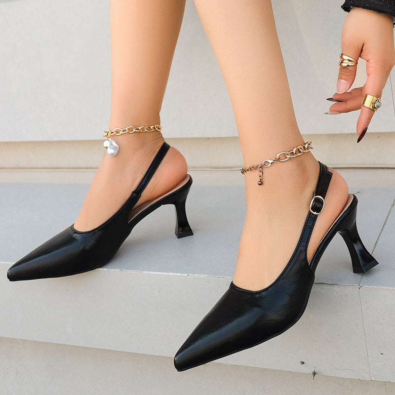 Élégantes chaussures à talons bobines et bout pointu
