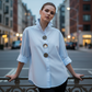 Chemise oversize pour femme avec boutons décoratifs