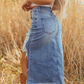 💎 -50% ! 💎 Jupe midi en jean déchiré taille haute pour femme – Ourlet asymétrique, détails déstructurés & coupe flatteuse 👖✨