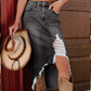 💎 -50% ! 💎 Jupe midi en jean déchiré taille haute pour femme – Ourlet asymétrique, détails déstructurés & coupe flatteuse 👖✨