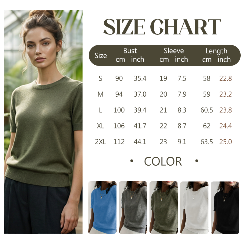 👕 60% DE RÉDUCTION ! ✨ T-shirt à Manches Courtes et Col Rond pour Femme – Nouveauté – Doux & Respirant, Coupe Décontractée & Basique Polyvalent 🌸