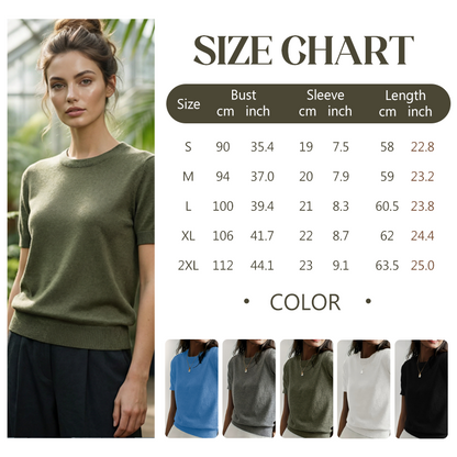 👕 60% DE RÉDUCTION ! ✨ T-shirt à Manches Courtes et Col Rond pour Femme – Nouveauté – Doux & Respirant, Coupe Décontractée & Basique Polyvalent 🌸