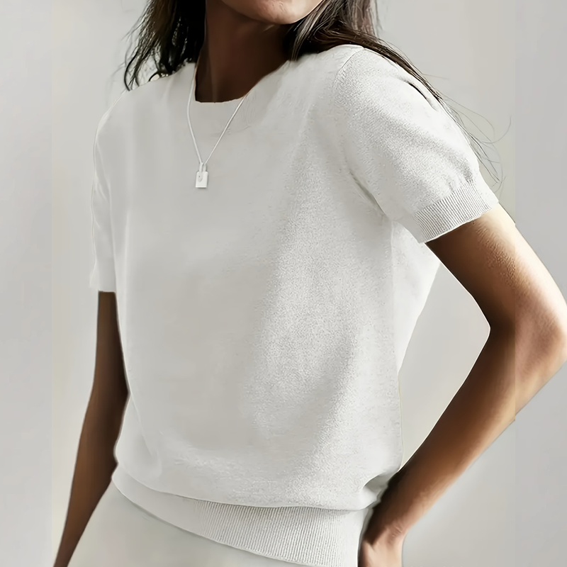 👕 60% DE RÉDUCTION ! ✨ T-shirt à Manches Courtes et Col Rond pour Femme – Nouveauté – Doux & Respirant, Coupe Décontractée & Basique Polyvalent 🌸