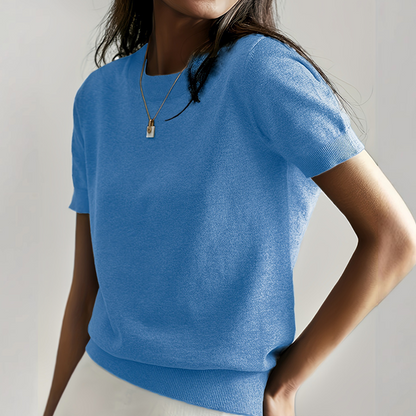 👕 60% DE RÉDUCTION ! ✨ T-shirt à Manches Courtes et Col Rond pour Femme – Nouveauté – Doux & Respirant, Coupe Décontractée & Basique Polyvalent 🌸