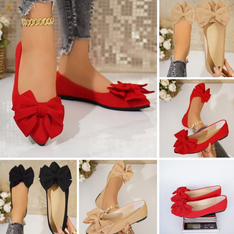 Ballerines à Bout Pointu et Nœud pour Femme