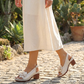 Sandales pour femme à talon bloc avec fleurs 3D et bout ouvert