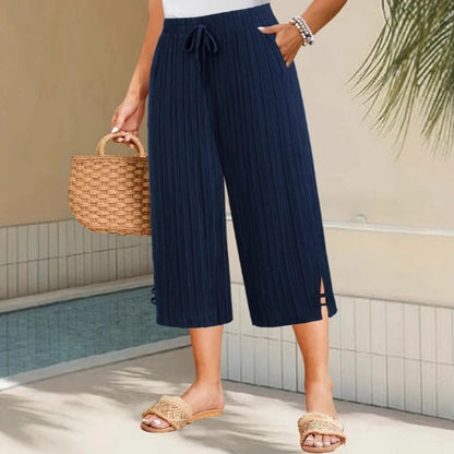💐50% DE RÉDUCTION ! Pantalon Large à Côtes Taille Haute – Flatteur & Tendance 👗✨【Offre Flash】