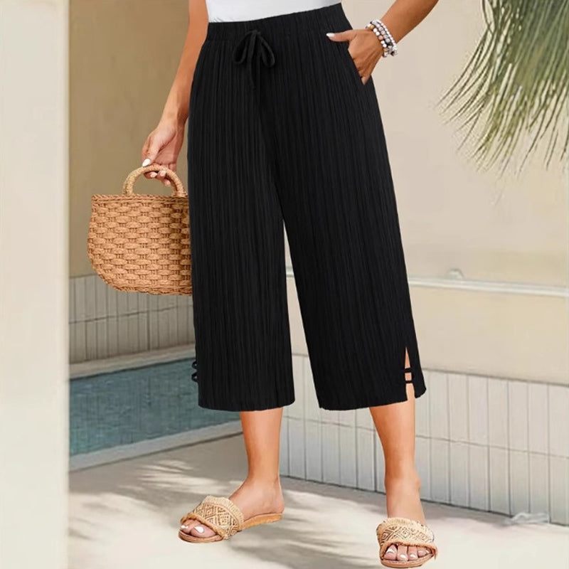 💐50% DE RÉDUCTION ! Pantalon Large à Côtes Taille Haute – Flatteur & Tendance 👗✨【Offre Flash】