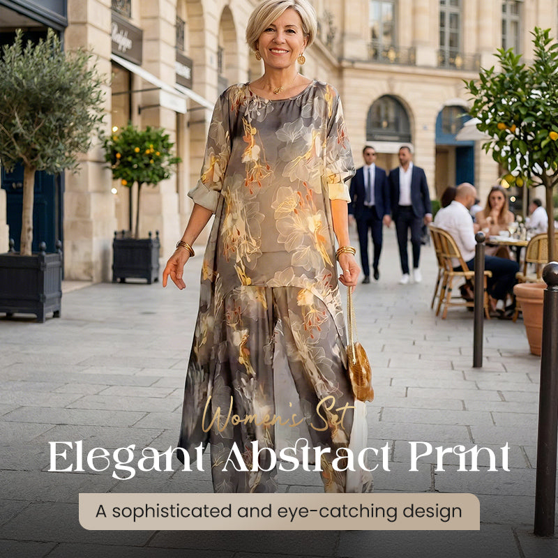 Ensemble tunique asymétrique et pantalon à imprimé floral pour femme