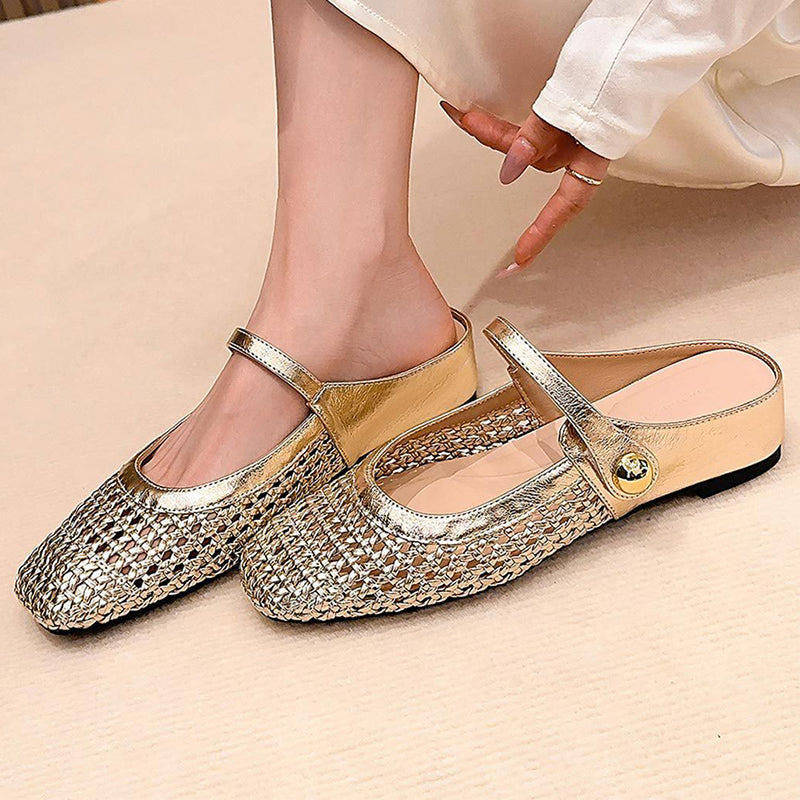 👡 60% DE RÉDUCTION! ✨ Mules Mary Jane à Bout Carré Tissées – Tendance, Confortables & Faciles à Enfiler 🌸