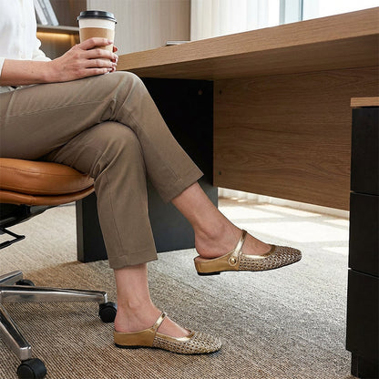 👡 60% DE RÉDUCTION! ✨ Mules Mary Jane à Bout Carré Tissées – Tendance, Confortables & Faciles à Enfiler 🌸