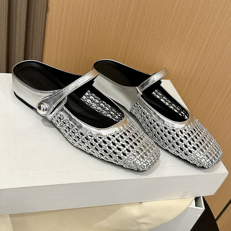 👡 60% DE RÉDUCTION! ✨ Mules Mary Jane à Bout Carré Tissées – Tendance, Confortables & Faciles à Enfiler 🌸