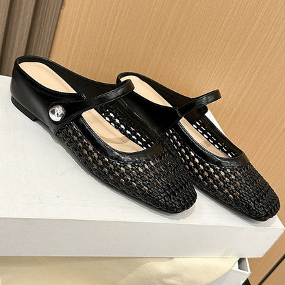 👡 60% DE RÉDUCTION! ✨ Mules Mary Jane à Bout Carré Tissées – Tendance, Confortables & Faciles à Enfiler 🌸