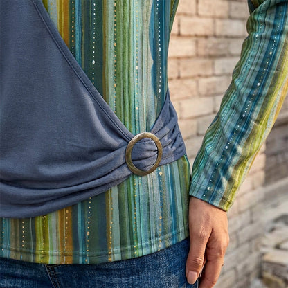 T-shirt à manches longues patchwork rayé