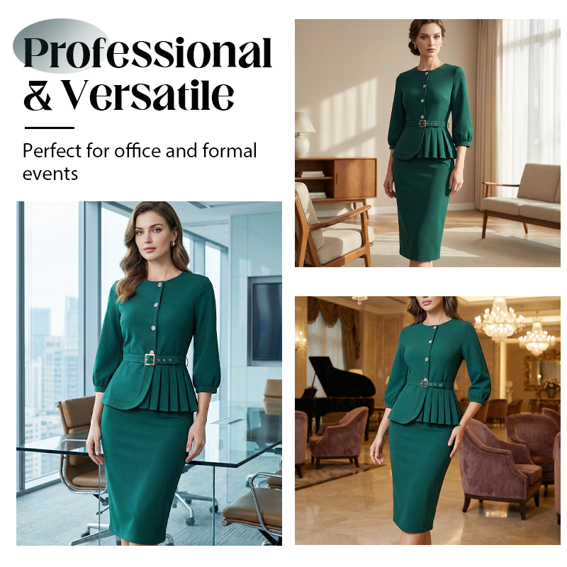 Elegant Peplum Bodycon Dress with Belt