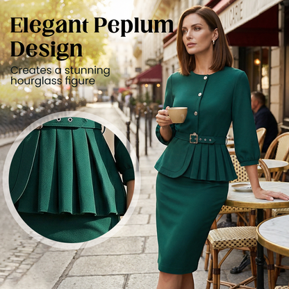 Elegant Peplum Bodycon Dress with Belt