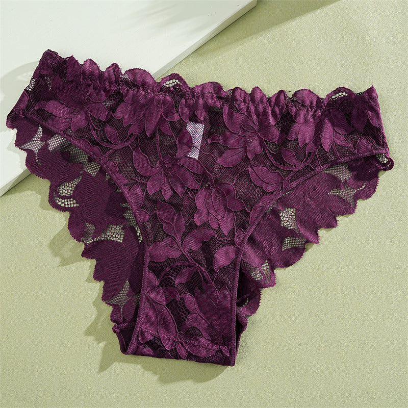 Culotte avec dentelle fleurie et taille basse