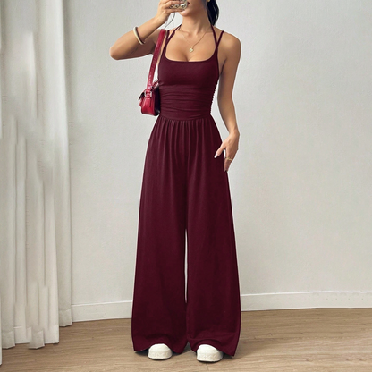 💎 50% DE RÉDUCTION ! 💎 Combinaison-Pantalon Femme à Fines Bretelles – Coupe Large, Tissu Fluide & Silhouette Élancée 🌸☀️