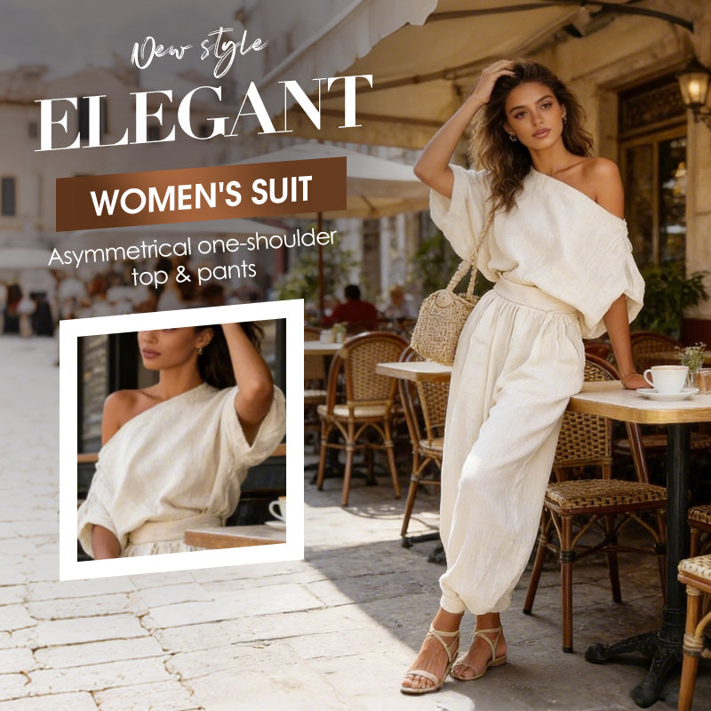 Ensemble pour femme avec haut asymétrique à une épaule et pantalon