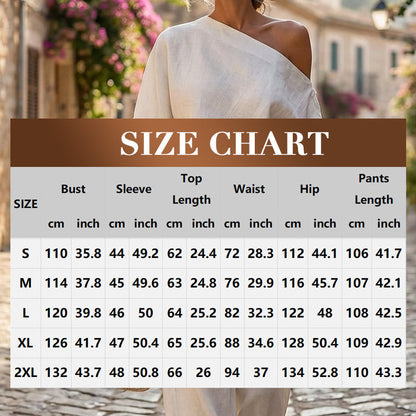 Ensemble pour femme avec haut asymétrique à une épaule et pantalon