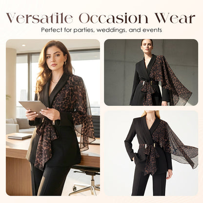 Ensemble blazer avec accent léopard et pantalon pour femme