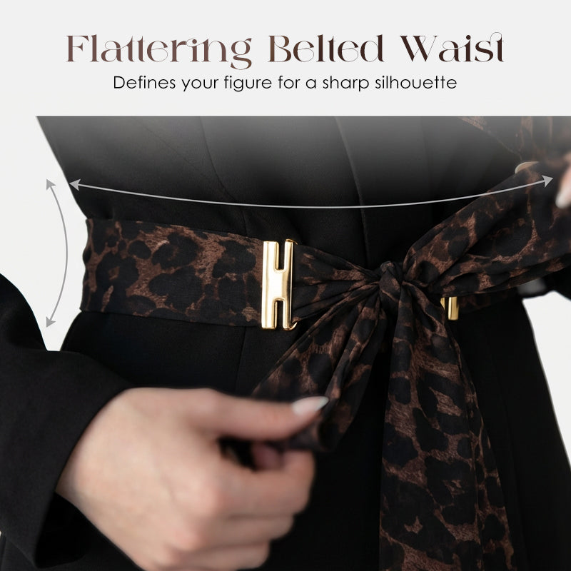 Ensemble blazer avec accent léopard et pantalon pour femme