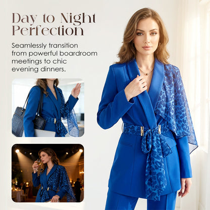 Ensemble blazer avec accent léopard et pantalon pour femme