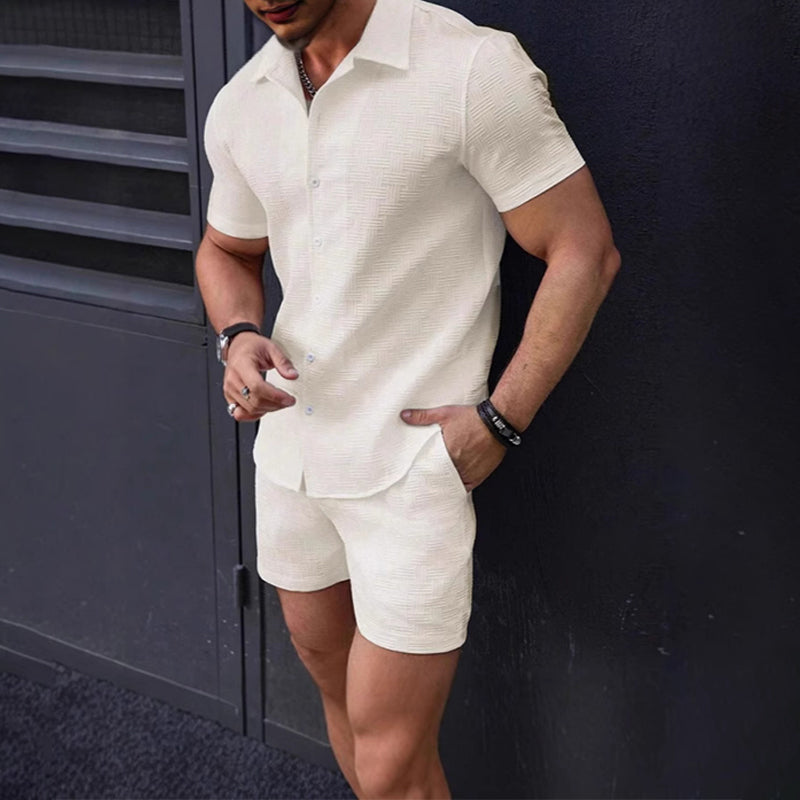 📢📢50 % DE RÉDUCTION !!!⏰Ensemble chemise et short pour homme