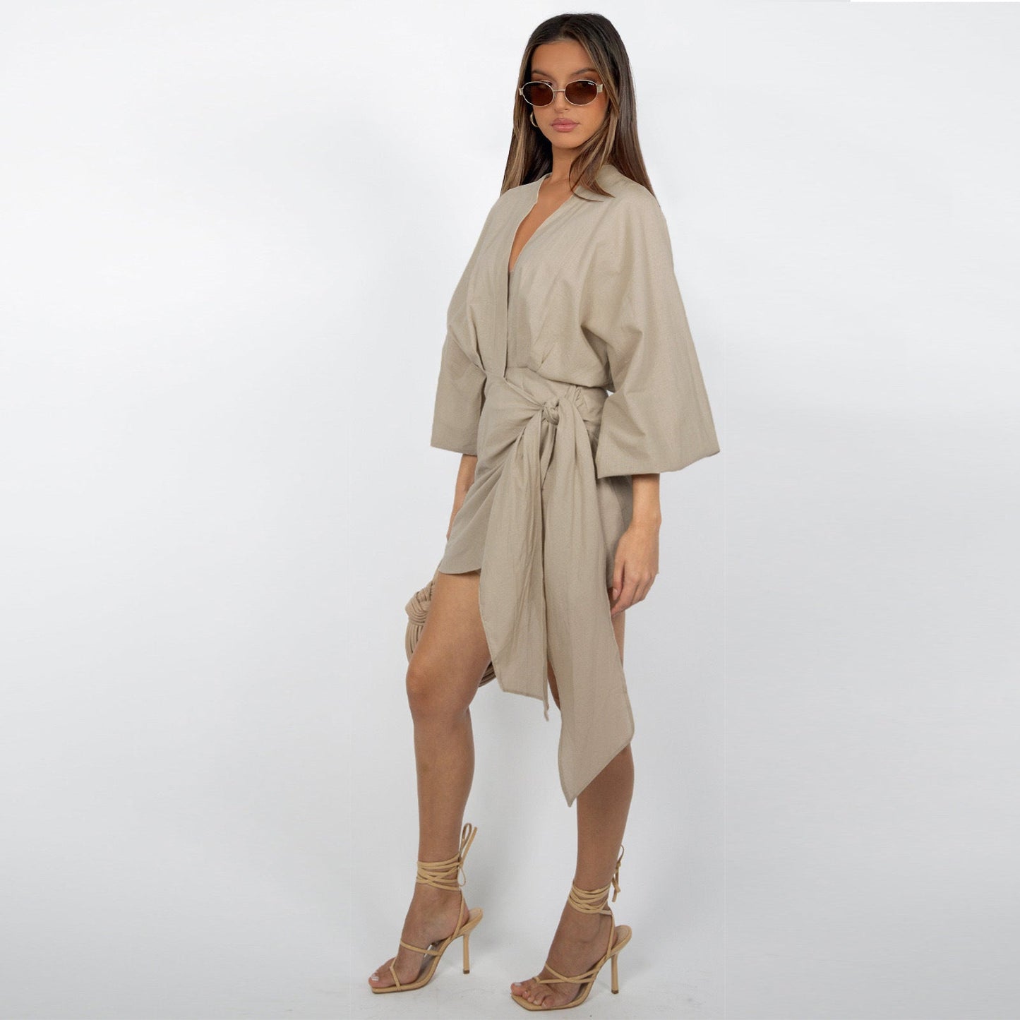 Robe portefeuille à col en V pour femme